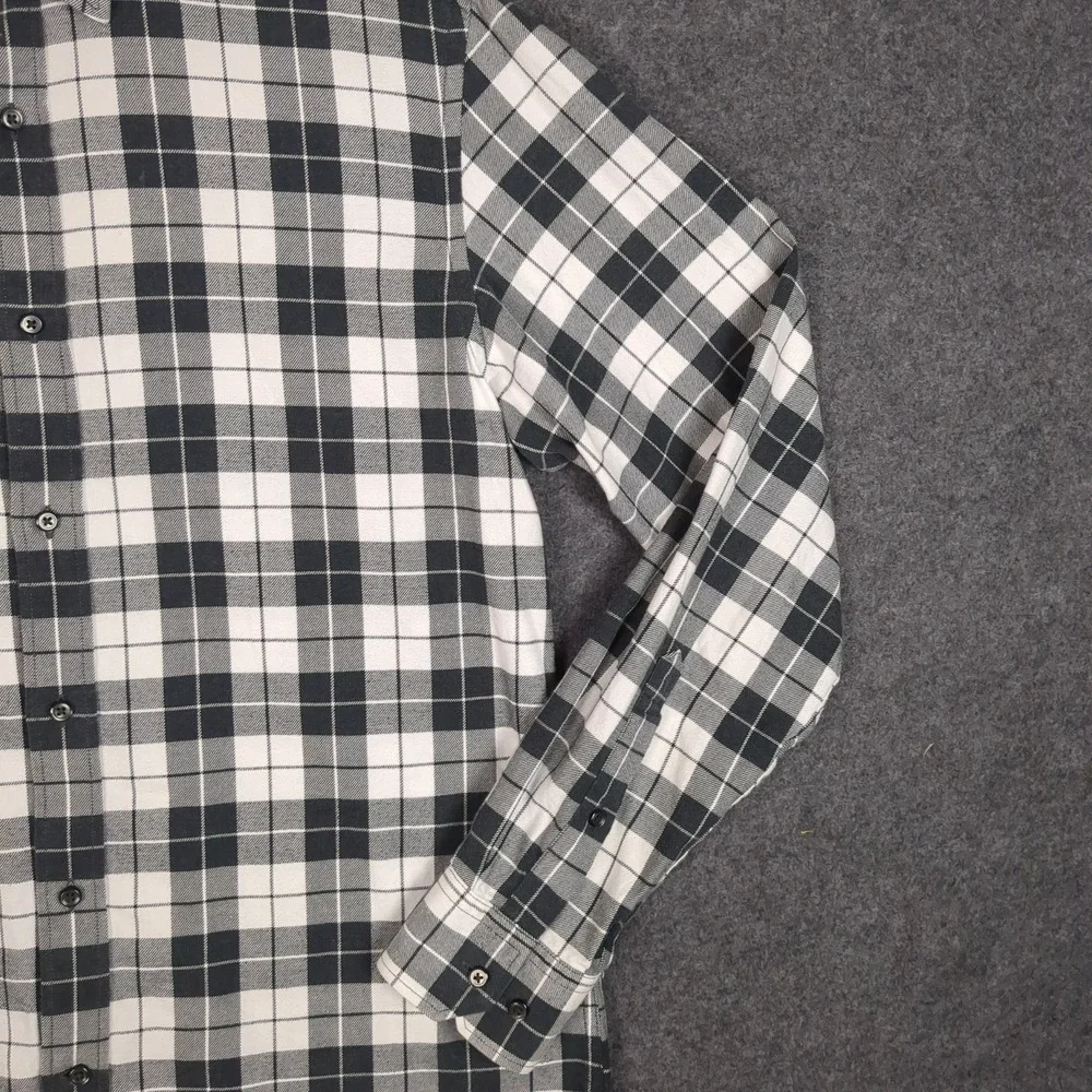 Banana Republic‎ Mens Plaid Button Front Shirt Black White Check Long Sleeve M